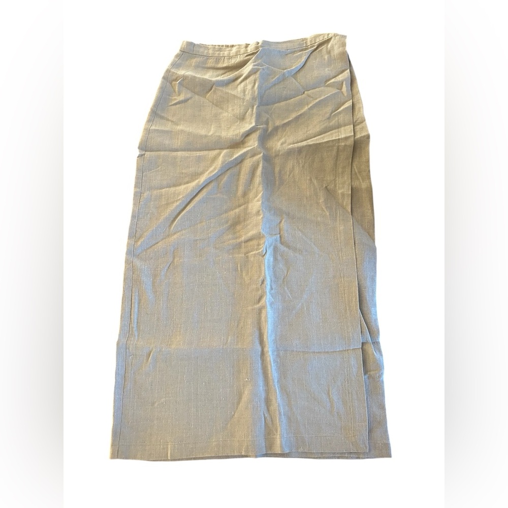 Eileen Fisher 100% Linen Long Wrap Skirt | Size M | Oatmeal Vintage Made in USA